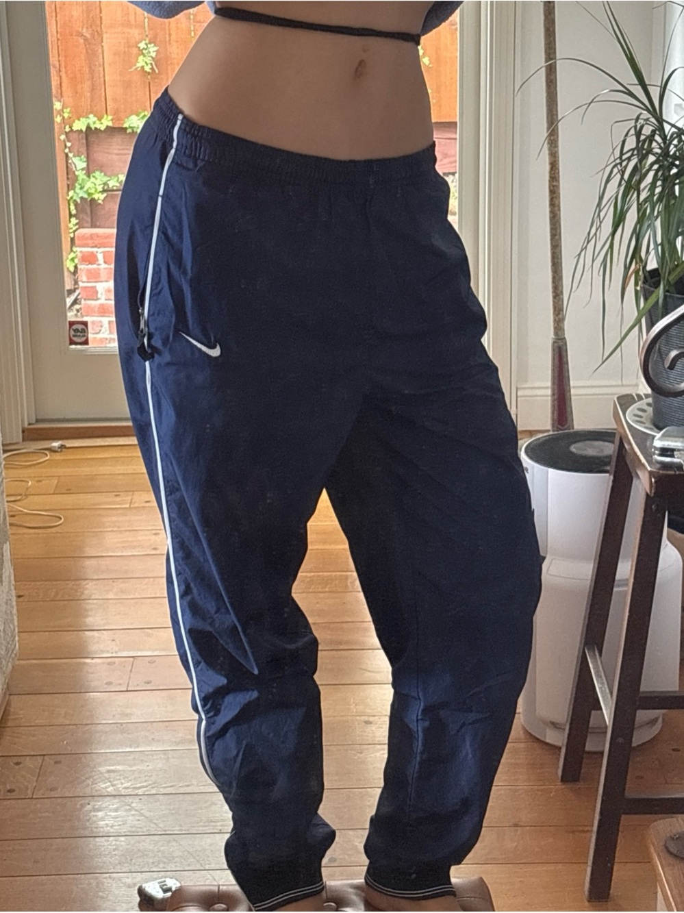 Nike Men’s Navy Track Pants with White Piping